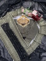 Black Color Tabby Silk Fabric Sequence Work Saree