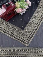 Black Color Tabby Silk Fabric Sequence Work Saree