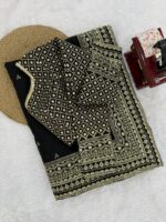 Black Color Tabby Silk Fabric Sequence Work Saree
