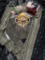 Black Color Tabby Silk Fabric Sequence Work Saree