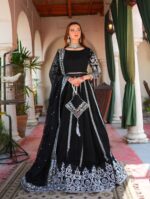 Black Color Viscose Velvet Fabric Sequence Work Lehenga