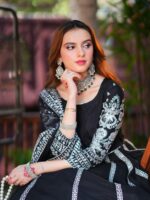 Black Color Viscose Velvet Fabric Sequence Work Lehenga