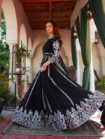 Black Color Viscose Velvet Fabric Sequence Work Lehenga