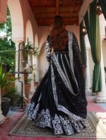 Black Color Viscose Velvet Fabric Sequence Work Lehenga