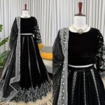 Black Color Viscose Velvet Fabric Sequence Work Lehenga