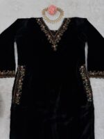 Black Color Viscose Velvet Fabric Sequence Work Suit