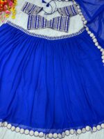 Blue Color Faux Georgette Fabric Foil Mirror Work Lehenga
