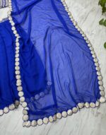 Blue Color Faux Georgette Fabric Foil Mirror Work Lehenga