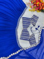 Blue Color Faux Georgette Fabric Foil Mirror Work Lehenga