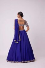 Blue Color Faux Georgette Fabric Foil Mirror Work Lehenga