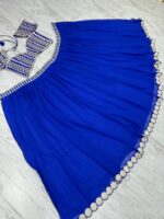 Blue Color Faux Georgette Fabric Foil Mirror Work Lehenga