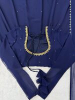 Blue Color Faux Georgette Fabric Stone Work Gown