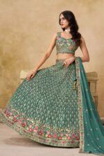Blue Color Georgette Fabric Sequence Embroidery Work Lehenga