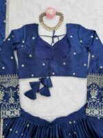 Blue Color Japan Satin Fabric Sequence Work Lehenga