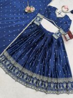 Blue Color Japan Satin Fabric Sequence Work Lehenga