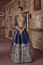 Blue Color Slub Silk Fabric Sequence Work Lehenga
