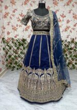 Blue Color Slub Silk Fabric Sequence Work Lehenga