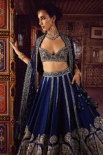 Blue Color Slub Silk Fabric Sequence Work Lehenga