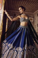 Blue Color Slub Silk Fabric Sequence Work Lehenga