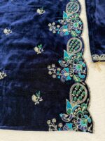 Blue Color Viscose Velvet Fabric Sequence Work Suit