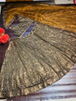Brown Color Tapeta Satin Silk Fabric Sequence Work Lehenga