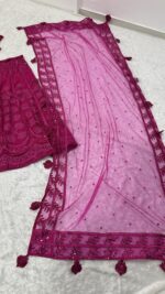 Dark Pink Color Kasturi Silk Fabric Sequence Work Lehenga