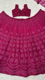 Dark Pink Color Kasturi Silk Fabric Sequence Work Lehenga