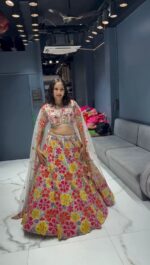 Floral Design Multi Color Faux Georgette Fabric Sequence Work Lehenga