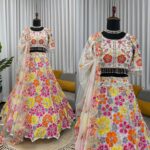 Floral Design Multi Color Faux Georgette Fabric Sequence Work Lehenga