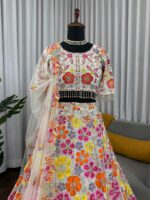 Floral Design Multi Color Faux Georgette Fabric Sequence Work Lehenga
