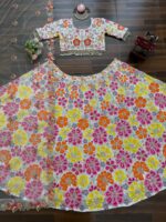 Floral Design Multi Color Faux Georgette Fabric Sequence Work Lehenga