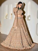 Gold Color Butterfly Net Fabric Sequence Work Lehenga