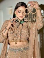 Gold Color Butterfly Net Fabric Sequence Work Lehenga