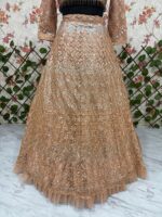 Gold Color Butterfly Net Fabric Sequence Work Lehenga
