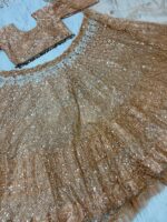 Gold Color Butterfly Net Fabric Sequence Work Lehenga