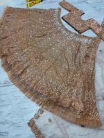 Gold Color Butterfly Net Fabric Sequence Work Lehenga