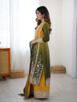 Green Color Chinon Silk Fabric Sequence Work Palazzo Suit