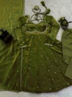 Green Color Fendi Silk Fabric Sequence Work Anarkali Suit