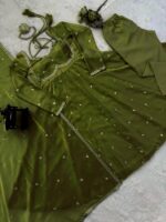 Green Color Fendi Silk Fabric Sequence Work Anarkali Suit