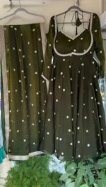 Green Color Fendi Silk Fabric Sequence Work Anarkali Suit