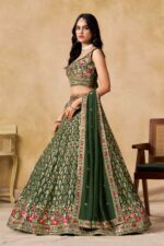 Green Color Georgette Fabric Sequence Embroidery Work Lehenga