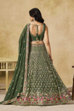 Green Color Georgette Fabric Sequence Embroidery Work Lehenga