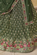 Green Color Georgette Fabric Sequence Embroidery Work Lehenga