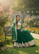 Green Color Heavy Butterfly Net Fabric Sequence Work Lehenga