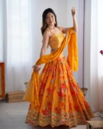Haldi Special Yellow Color Faux Georgette Fabric Digital Print Koti Style Lehenga