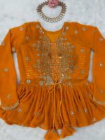 Haldi Special Yellow Color Faux Georgette Fabric Digital Print Koti Style Lehenga