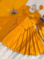 Haldi Special Yellow Color Faux Georgette Fabric Hand Work Anarkali Suit