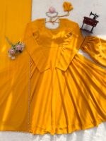 Haldi Special Yellow Color Faux Georgette Fabric Hand Work Anarkali Suit