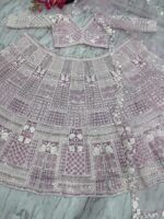 Light Purple Color Soft Butterfly Net Fabric Resham Work Lehenga