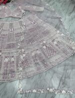 Light Purple Color Soft Butterfly Net Fabric Resham Work Lehenga